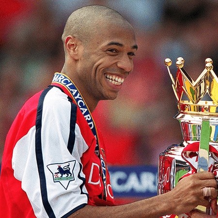 Thierry Henry and Ray Parlour with the Premier League trophy